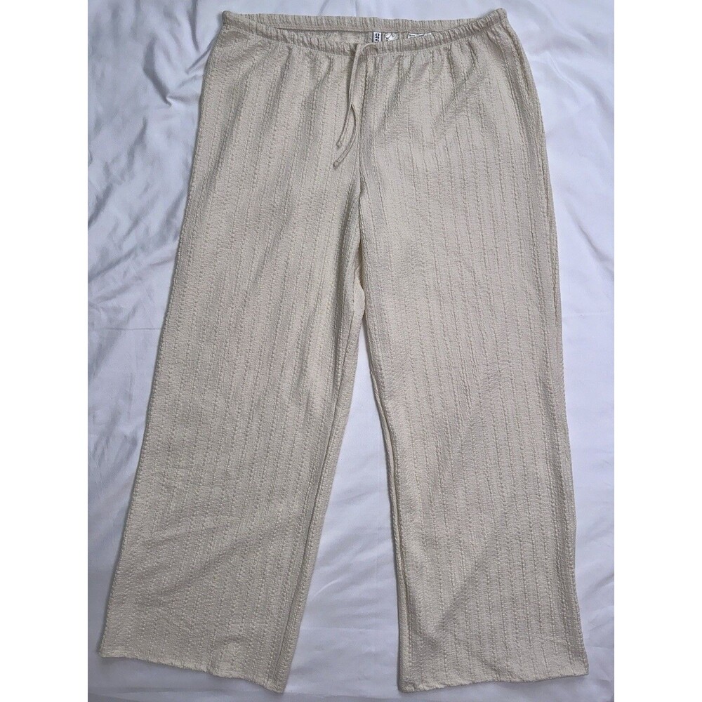 DIVIDED H&M Wide Leg Pants Size L Beige Elastic Waist